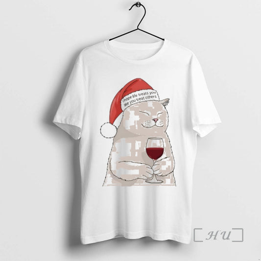 Officials Cat Santa I Hope Life Treats You Like You Treat Others Premium T Shirts Hoodie, Sweatshirt | AU18TeeNovaLab.com