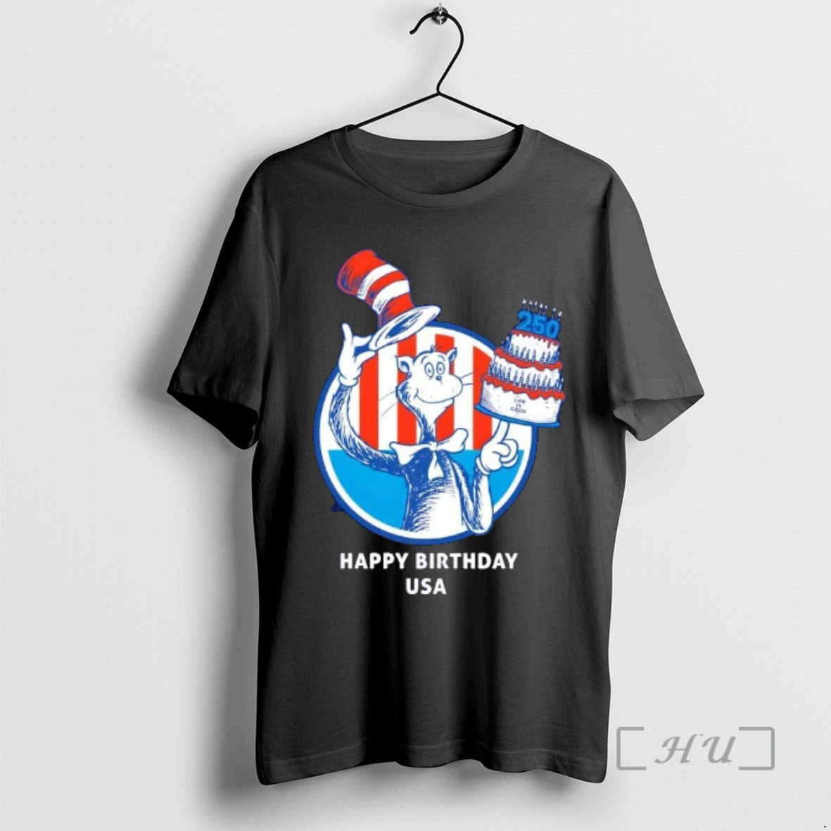 Officials Cat In The Hat Happy 250 Years Birthday Usa Cake Premium T Shirts Sweater Hoodie, Sweatshirt | AU18TeeNovaLab.com