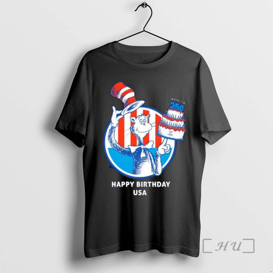Officials Cat In The Hat Happy 250 Years Birthday Usa Cake Premium T Shirts Sweater Hoodie, Sweatshirt | AU18TeeNovaLab.com