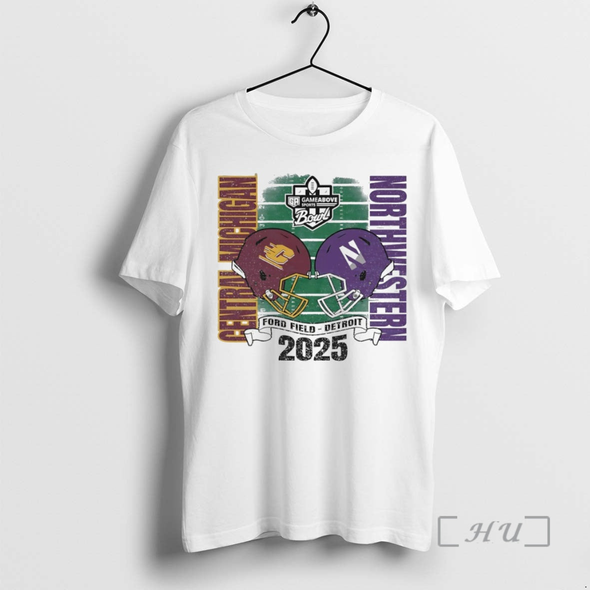 Officials Central Michigan Chippewas Vs Northwestern Wildcats 2025 Game Above Sports Bowl Helmet Circle Premium T-Shirts,...