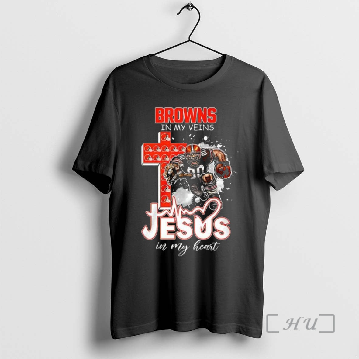 Officials Cleveland Browns In My Veins Jesus In My Heart Mascot Premium T Shirts Sweater Hoodie, Sweatshirt