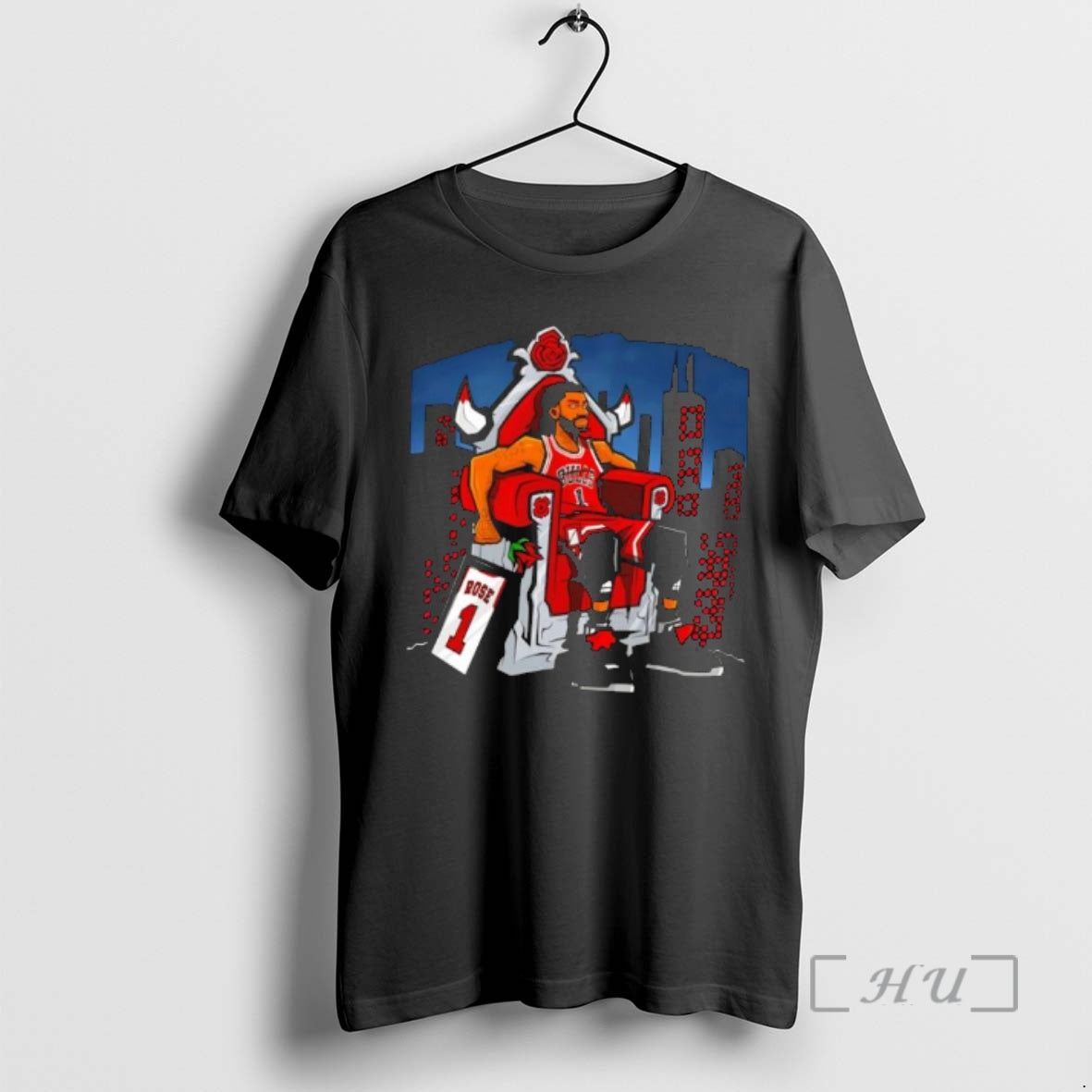 Officials Derrick Rose Chicago Bulls Sit In The Royal Chair Cartoon Premium T Shirts Sweater Hoodie, Sweatshirt