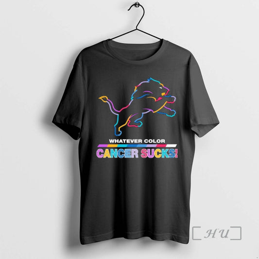Officials Detroit Lions Football Whatever Color Cancer Sucks Logo Colors T-Shirts, Hoodie, Sweatshirt | AU18TeeNovaLab.com