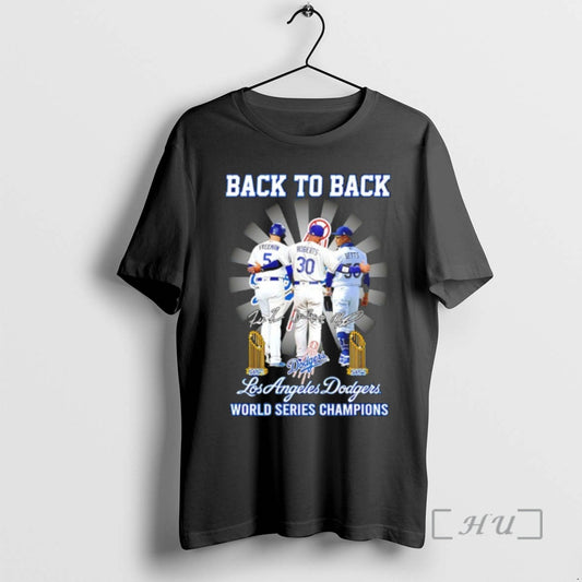Officials Dodgers Freeman Roberts And Betts Back To Back 24 25 World Series Champions Signatures T-Shirts, Hoodie, Sweatshirt