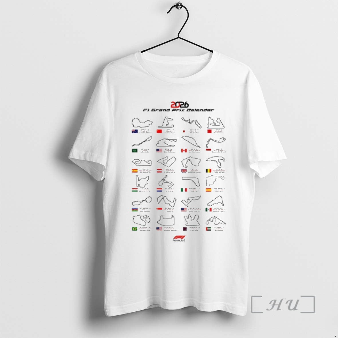 Officials Formula One 2026 Race Calendar F1 Grand Prix Schedule Dates Flag Premium T Shirts Hoodie, Sweatshirt