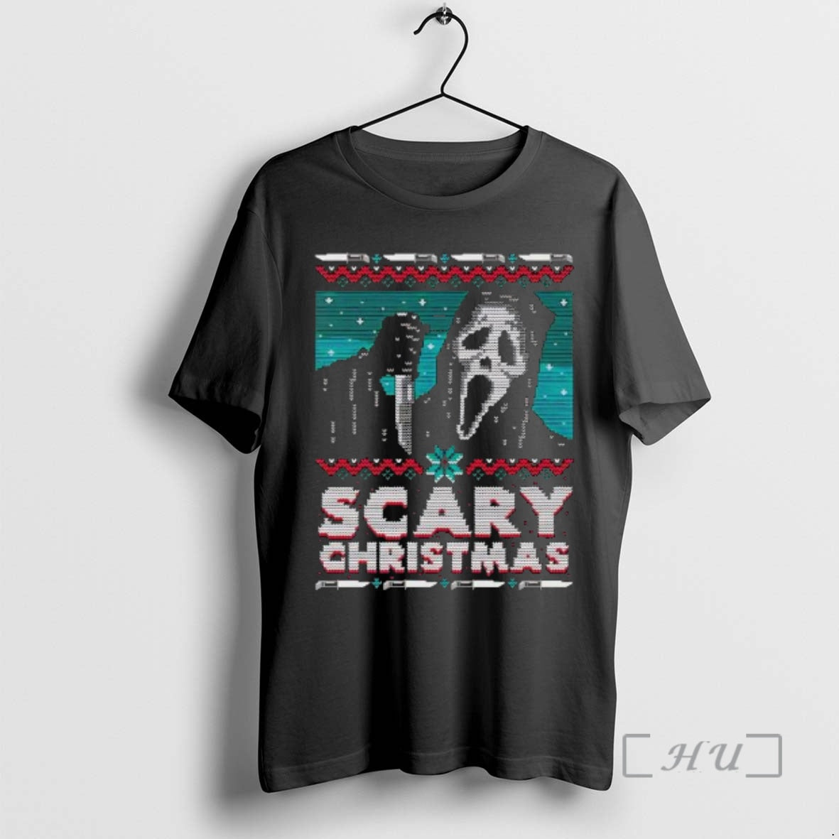 Officials Ghostface Holding Knife Scary Ugly Christmas T-Shirts, Hoodie, Sweatshirt | AU18TeeNovaLab.com