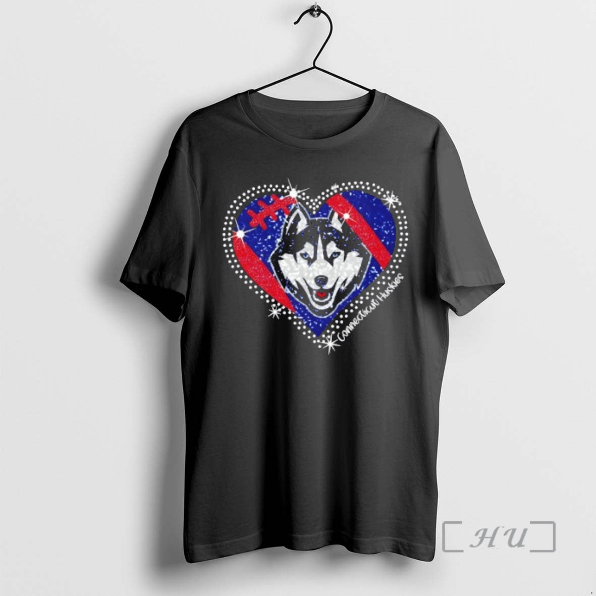 Officials Glitter Heart Connecticut Huskies Football Logo T-Shirts, Hoodie, Sweatshirt | AU18TeeNovaLab.com