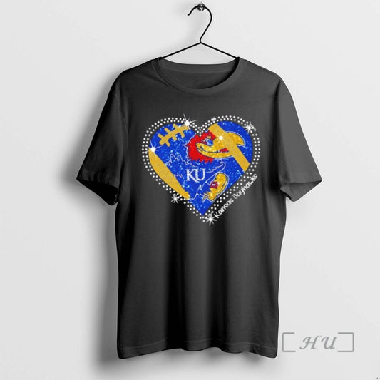Officials Glitter Heart Kansas Jayhawks Football Logo T-Shirts, Hoodie, Sweatshirt | AU18TeeNovaLab.com