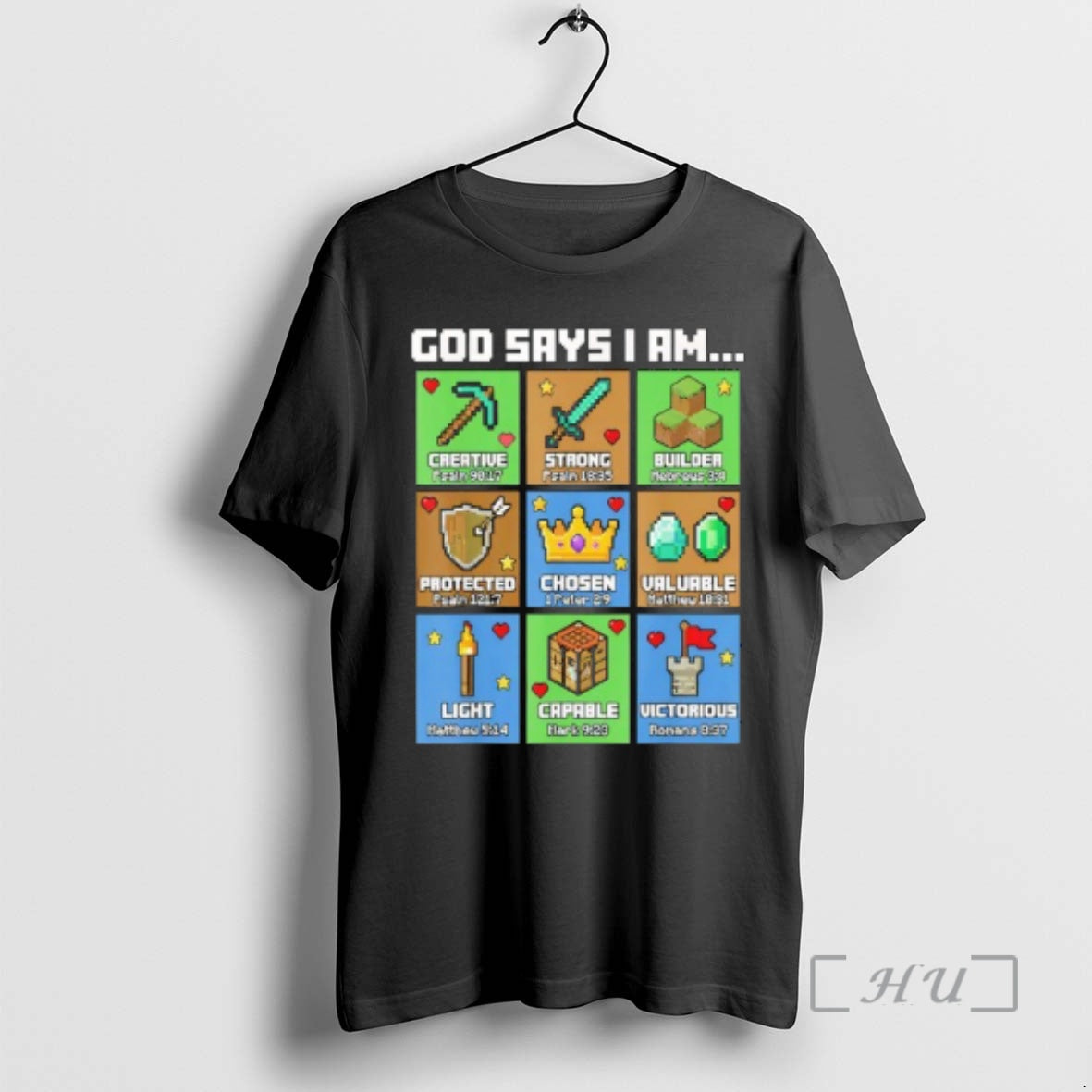 Officials God Says I Am Bible Verses Pixel Art Christian Gamer Boys Premium T Shirts Hoodie, Sweatshirt | AU18TeeNovaLab.com