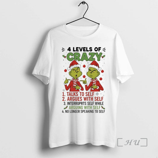 Officials Grinch 4 Levels Of Crazy Christmas 2025 T-Shirts, Hoodie, Sweatshirt | AU18TeeNovaLab.com