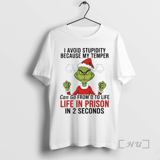 Officials Grinch I Avoid Stupidity Because My Temper Life In Prison Christmas Premium T Shirts Hoodie, Sweatshirt