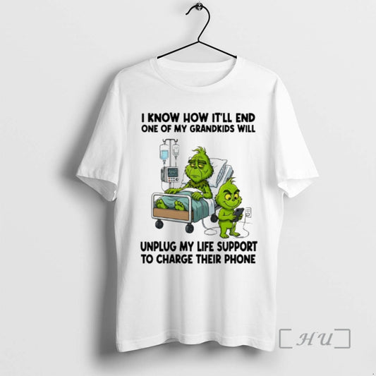 Officials Grinch I Know How Itll End One Of My Grandkids Will Unplug My Life T-Shirts, Hoodie, Sweatshirt