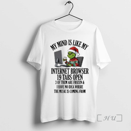 Officials Grinch My Mind Is Like My Internet Browser 19 Tabs Open Premium T Shirts Hoodie, Sweatshirt | AU18TeeNovaLab.com