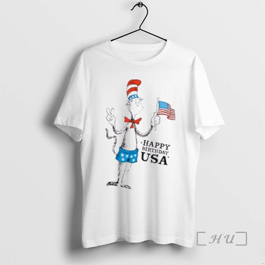 Officials Happy Birthday Usa Cat In The Hat American Flag T-Shirts, Hoodie, Sweatshirt | AU18TeeNovaLab.com