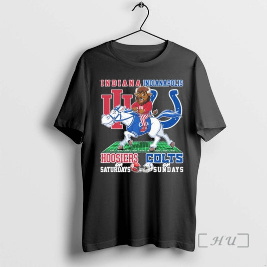 Officials Hoosiers On Saturdays And Colts On Sundays Riding Mascots T-Shirts, Hoodie, Sweatshirt | AU18TeeNovaLab.com