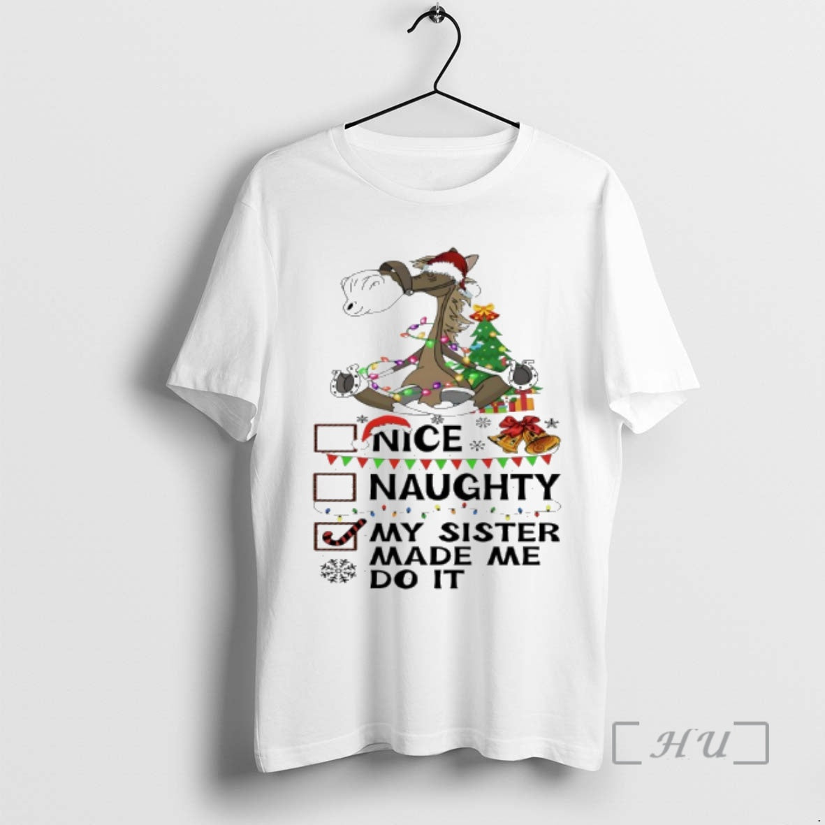 Officials Horse Christmas Nice Naughty My Sister Made Me Do It Premium T Shirts Sweater Hoodie, Sweatshirt