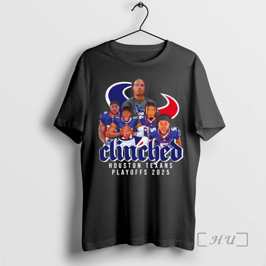 Officials Houston Texans Playoffs Football 2025 Clinched Graphic T-Shirts, Hoodie, Sweatshirt | AU18TeeNovaLab.com
