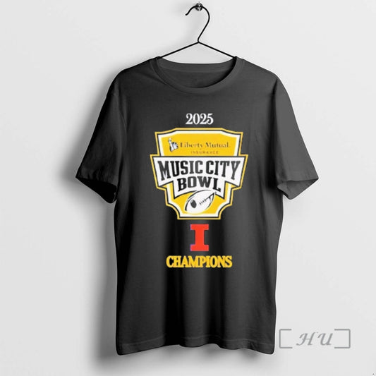 Officials Illinois Fighting Illini Champions 2025 Music City Bowl Championship Logo Premium T Shirts Sweater Hoodie,...