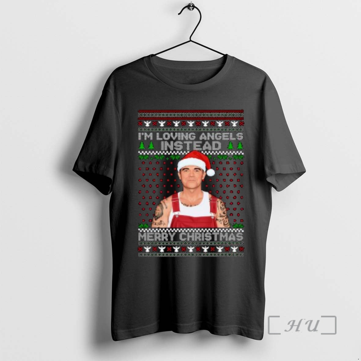 Officials Im Loving Angels Instead Robbie Williams Christmas Ugly Circle Black Premium T Shirts Sweater Hoodie, Sweatshirt