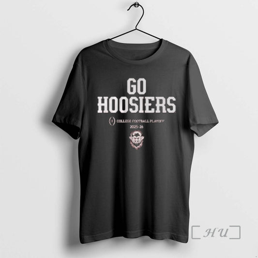 Officials Indiana Football Go Hoosiers 2025 College Football Playoff Team Slogan Circle Black Premium T-Shirts, Hoodie,...