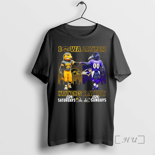 Officials Iowa Hawkeyes On Saturdays X Baltimore Ravens On Sunday Mascot Premium T Shirts Sweater