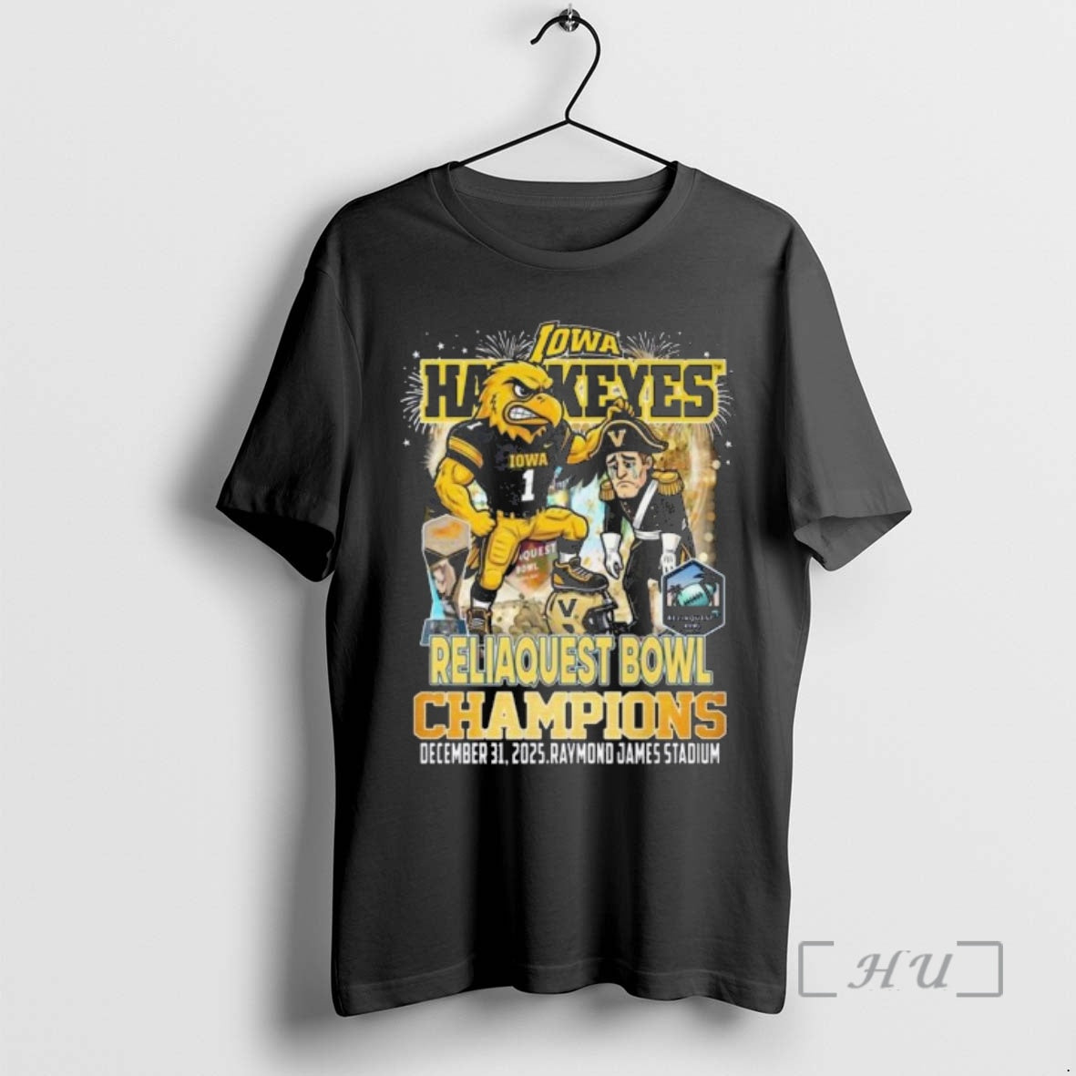 Officials Iowa Hawkeyes Reliaquest Bowl Champions 2025 Mascot T-Shirts, Hoodie, Sweatshirt | AU18TeeNovaLab.com