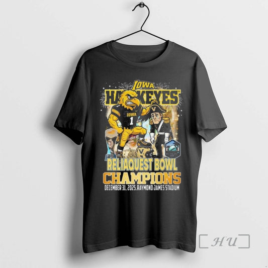 Officials Iowa Hawkeyes Reliaquest Bowl Champions 2025 Mascot T-Shirts, Hoodie, Sweatshirt | AU18TeeNovaLab.com