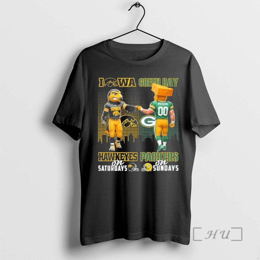 Officials Iowa Vs Packers Mascot On Saturdays And On Sundays T-Shirts, Hoodie, Sweatshirt | AU18TeeNovaLab.com
