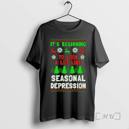 Officials Its Beginning To Look A Lot Like Seasonal Depression Ugly Christmas Premium T Shirts Hoodie, Sweatshirt