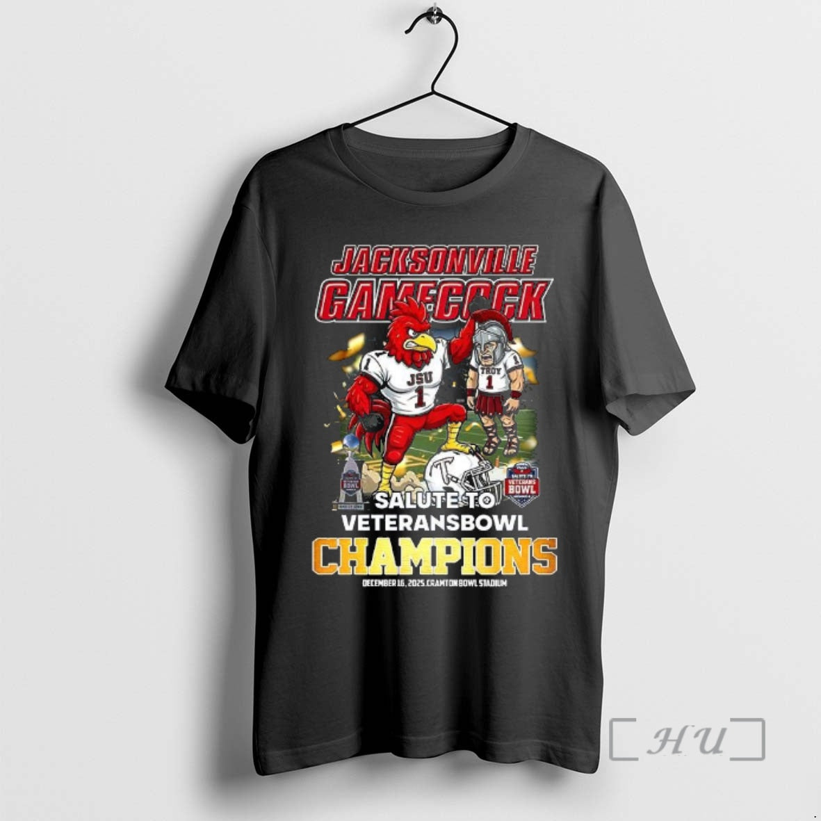 Officials Jacksonville State Gamecocks Beat Troy Trojans Ncaa Salute To Veterans Bowl Champions Mascot Premium T-Shirts,...