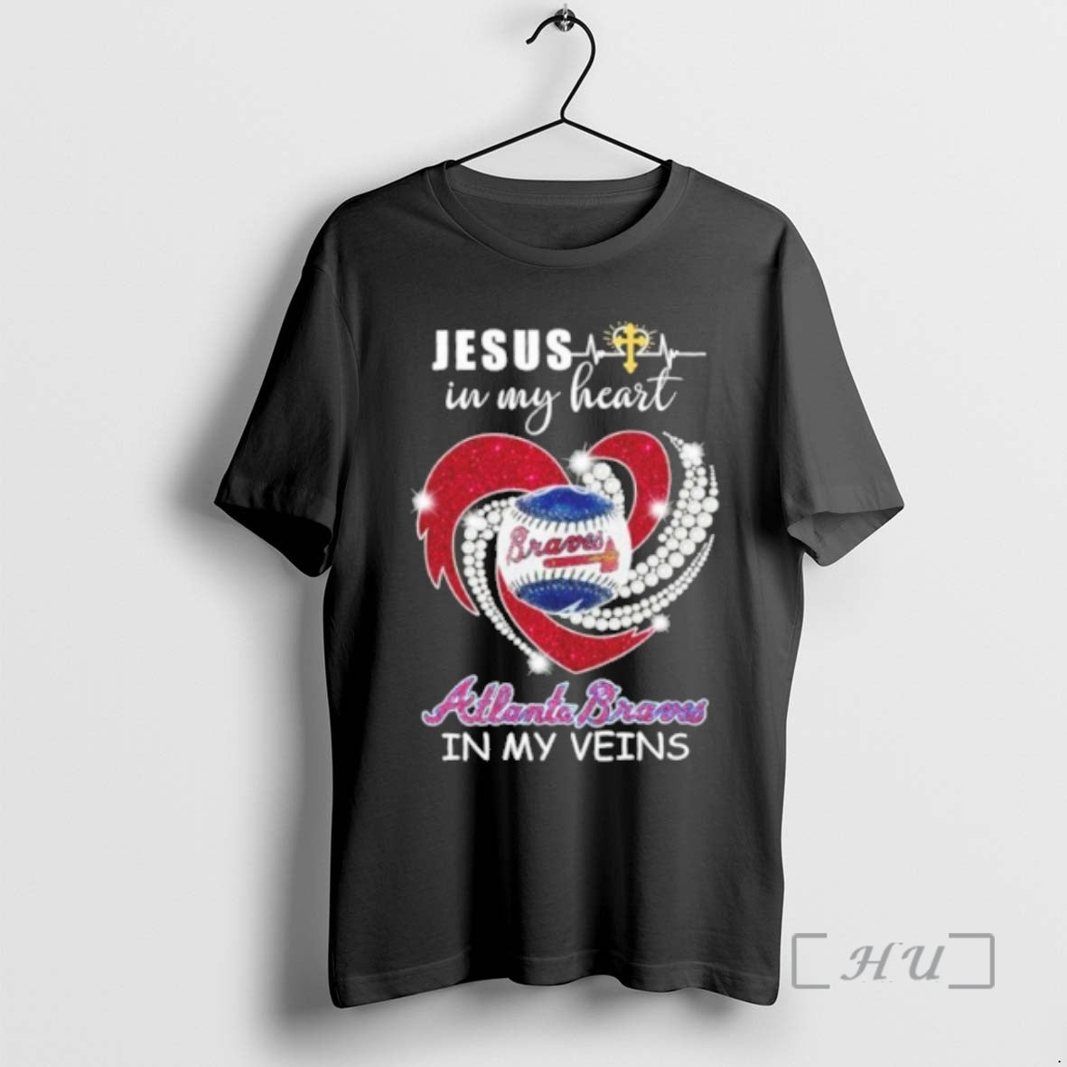 Officials Jesus In My Heart Heart Ball Atlanta Braves In My Veins Premium T Shirts Hoodie, Sweatshirt | AU18TeeNovaLab.com