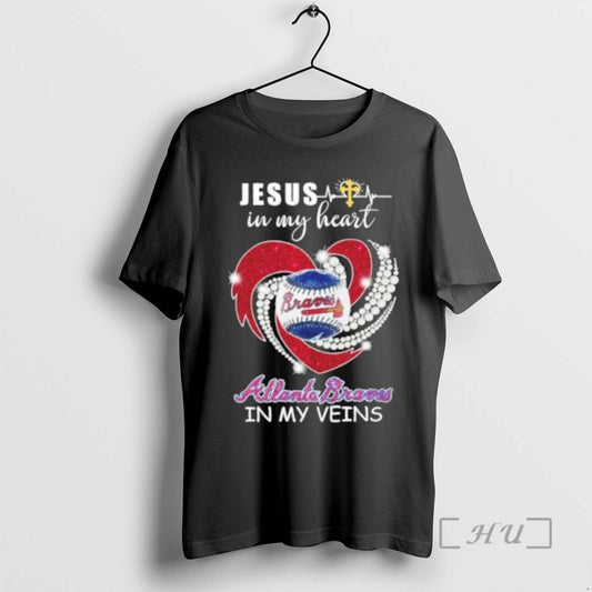 Officials Jesus In My Heart Heart Ball Atlanta Braves In My Veins Premium T Shirts Hoodie, Sweatshirt | AU18TeeNovaLab.com
