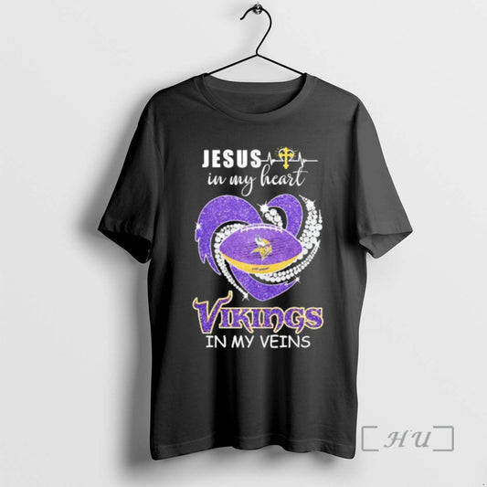 Officials Jesus In My Heart Minnesota Vikings In My Veins T-Shirts, Hoodie, Sweatshirt | AU18TeeNovaLab.com