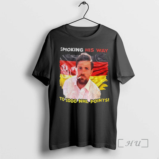 Officials Leon Draisaitl Wearing Smoking His Way To 1000 Nhl Points Premium T Shirts Sweater Hoodie, Sweatshirt