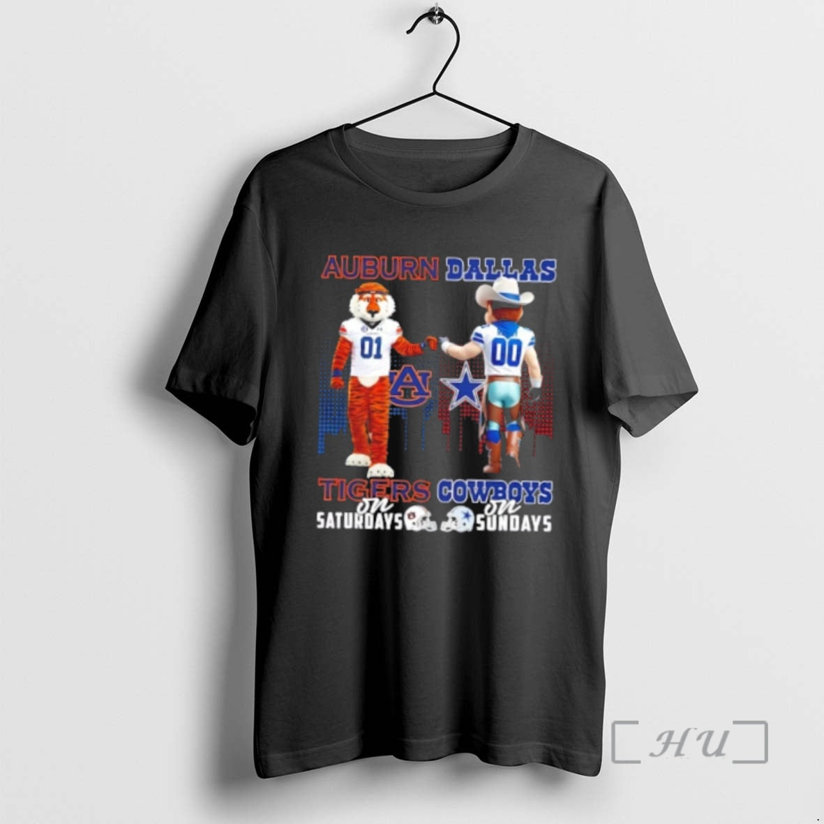 Officials Mascots Auburn Tigers On Saturdays X Dallas Cowboys On Sundays Skyline Premium T Shirts Hoodie, Sweatshirt