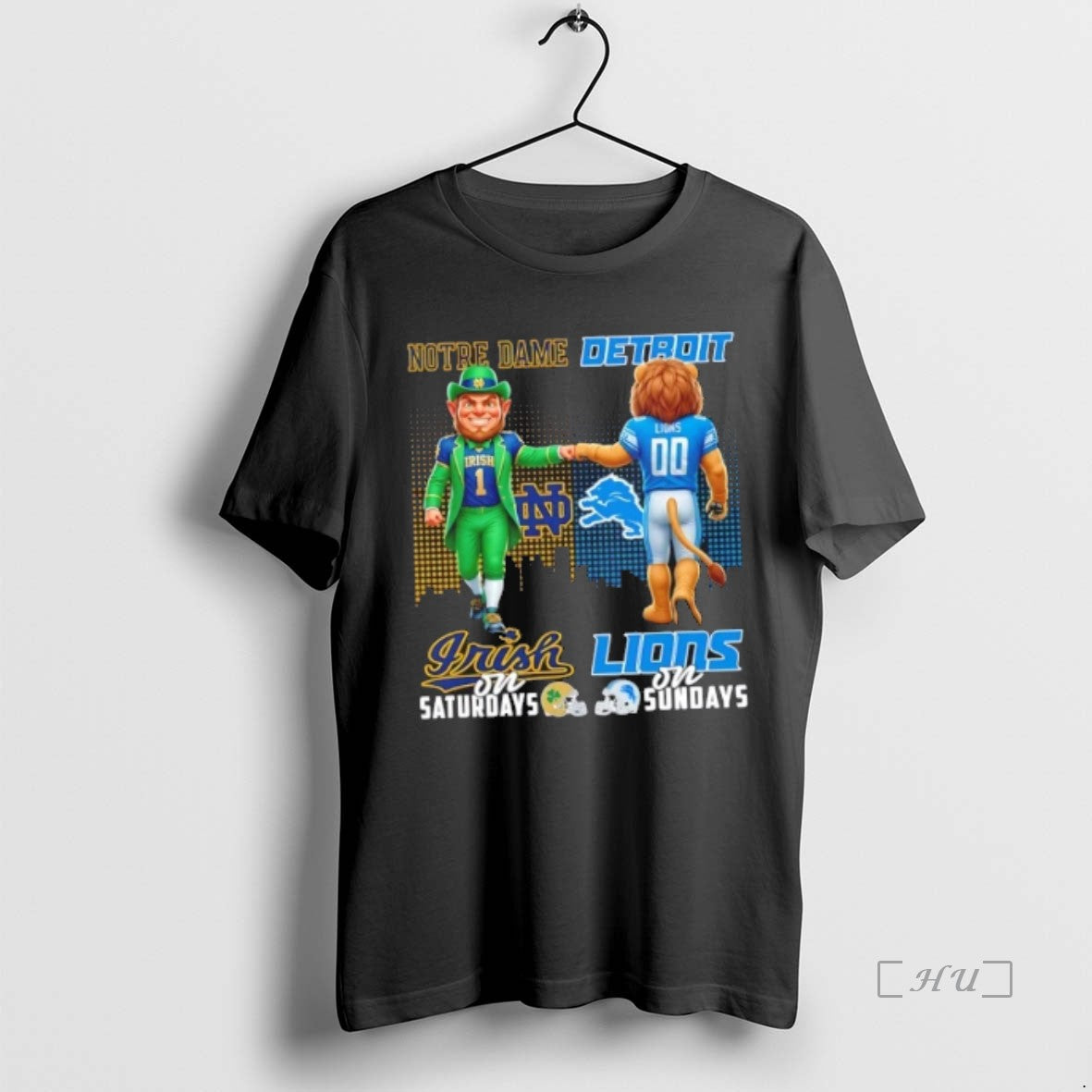 Officials Mascots Notre Dame Fighting Irish On Saturdays X Detroit Lions On Sundays Skyline Premium
