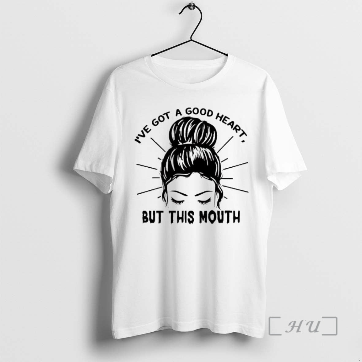 Officials Messy Bun Ive Got A Good Heart But This Mouth Premium T Shirts Sweater Hoodie, Sweatshirt | AU18TeeNovaLab.com