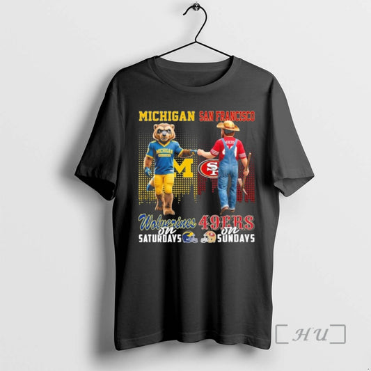 Officials Michigan Vs 49ers Mascot On Saturdays And On Sundays T-Shirts, Hoodie, Sweatshirt | AU18TeeNovaLab.com