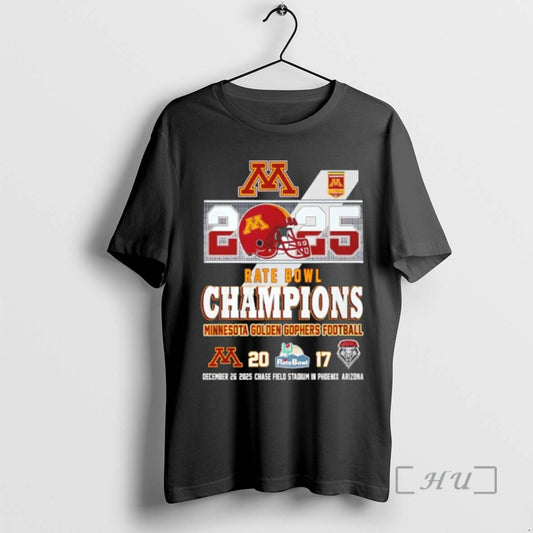 Officials Minnesota Golden Gophers Football 2025 Rate Bowl Champions 20 17 Score Premium T Shirts