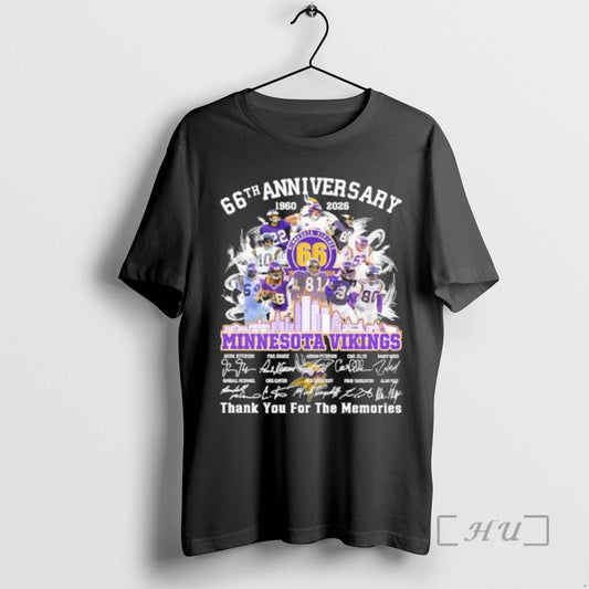 Officials Minnesota Vikings 1960 2026 66th Anniversary Thank For The Memories Signatures Premium T Shirts Hoodie, Sweatshirt