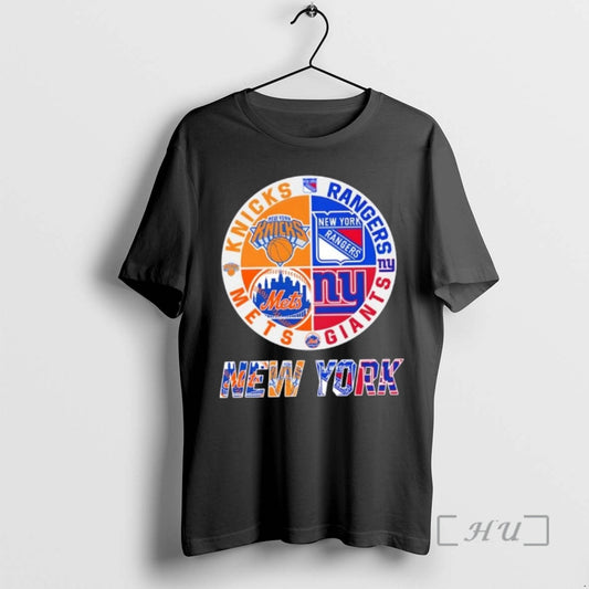 Officials New York City Sports Knicks Rangers Giants Mets Logos Combine Premium T Shirts Sweater Hoodie, Sweatshirt