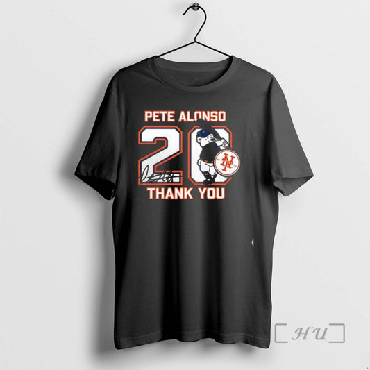 Officials New York Mets Pete Alonso Thank You 20 Signature Bear Mascot Double Sided Graphic T-Shirts, Hoodie, Sweatshirt