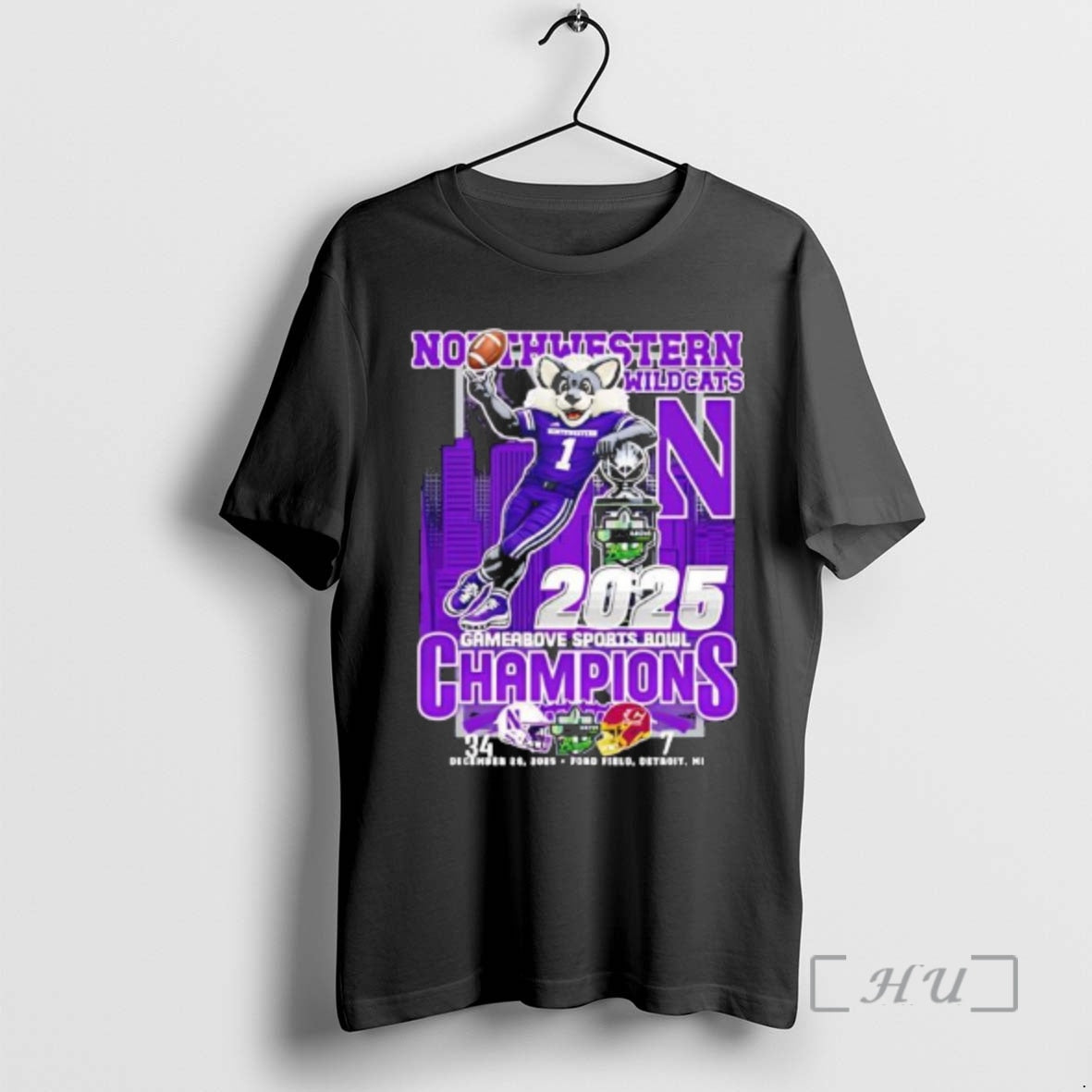 Officials Northwestern Wildcats 2025 Gamerbove Sports Bowl Champions Mascot T-Shirts, Hoodie, Sweatshirt | AU18TeeNovaLab.com