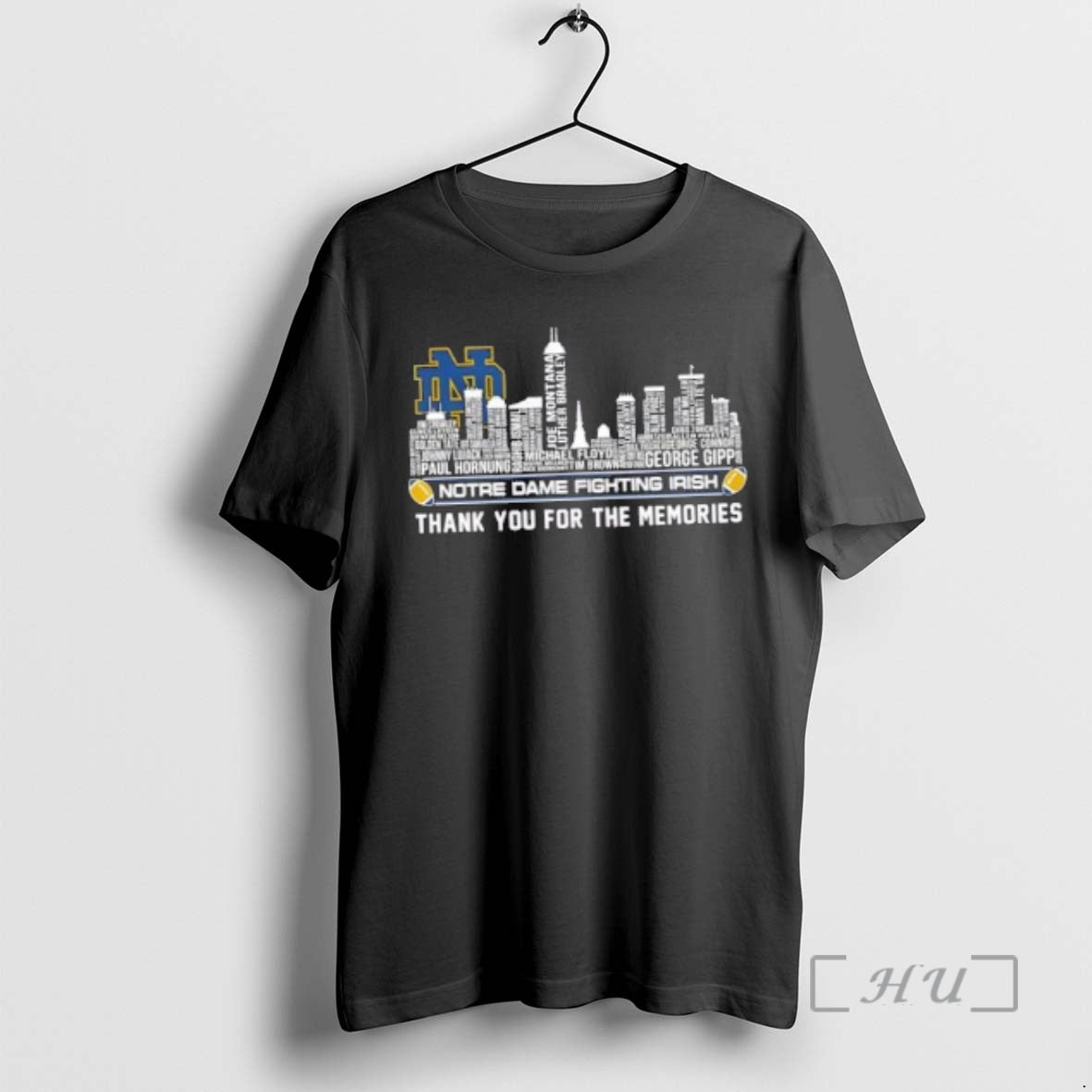 Officials Notre Dame Fighting Irish Names City Thank You For The Memories Skyline Premium T-Shirts, Hoodie, Sweatshirt