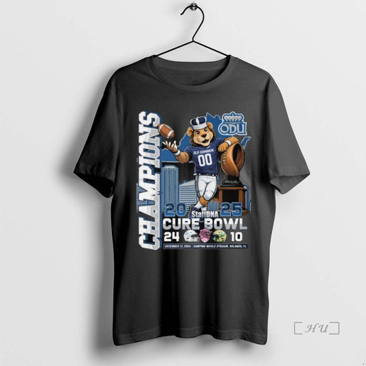 Officials Old Dominion Monarchs 2025 Staffdna Cure Bowl Champions Mascot Long Sleve Premium T Shirts Hoodie, Sweatshirt