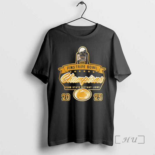 Officials Penn State Nittany Lions 2025 Pinstripe Bowl Champions Gold Trophy Premium T Shirts Sweater Hoodie, Sweatshirt