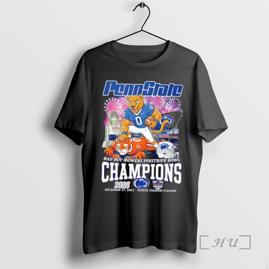 Officials Penn State Nittany Lions Bad Boy Mowers Pinstripe Bowl Champs 2025 Premium T Shirts Hoodie, Sweatshirt