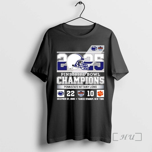 Officials Penn State Nittany Lions Football 2025 Pinstripe Bowl Champions 22 10 Score Premium T-Shirts, Hoodie, Sweatshirt