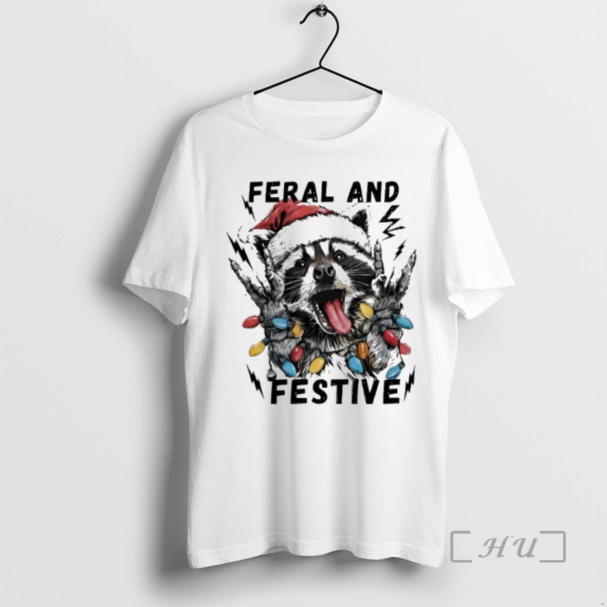 Officials Raccoon Santa Feral And Festive Christmas Light T-Shirts, Hoodie, Sweatshirt | AU18TeeNovaLab.com