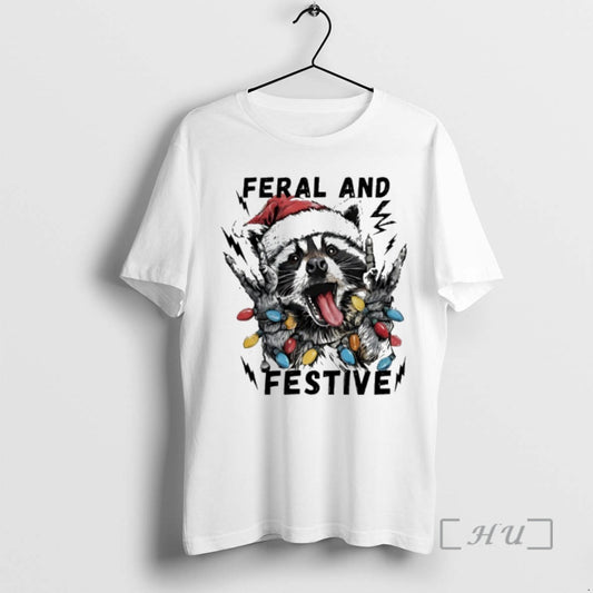 Officials Raccoon Santa Feral And Festive Christmas Light T-Shirts, Hoodie, Sweatshirt | AU18TeeNovaLab.com